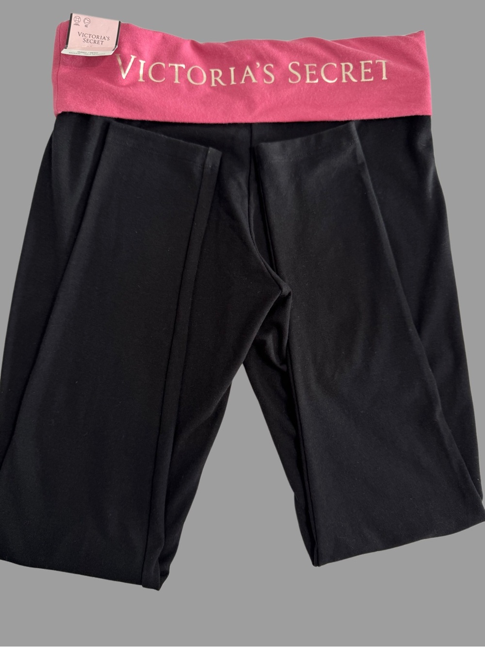 Victoria's Secret Black leggings  with Pink Foldover Waistband
